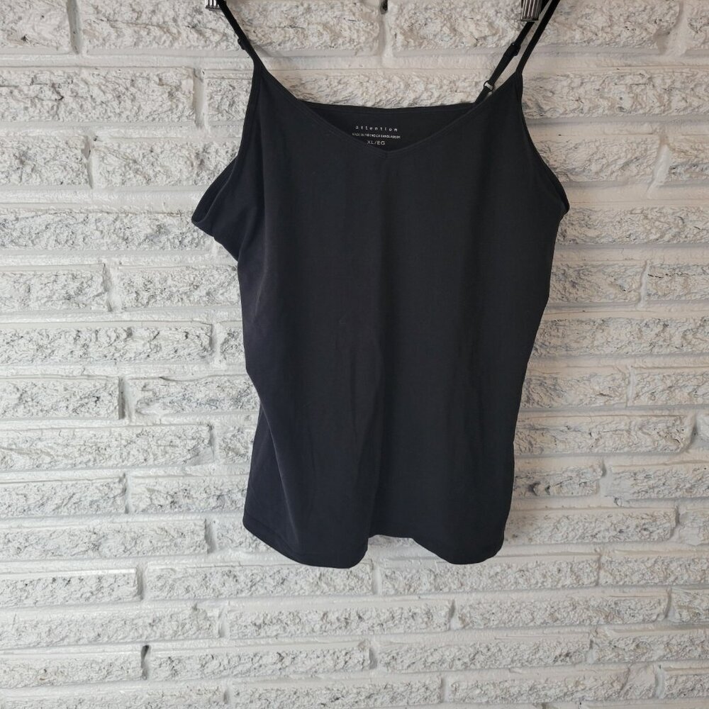 Attention XL Black Cami Top Womens V-Neck Adjustable Strap Cotton Blend BLA28E - Picture 4 of 8